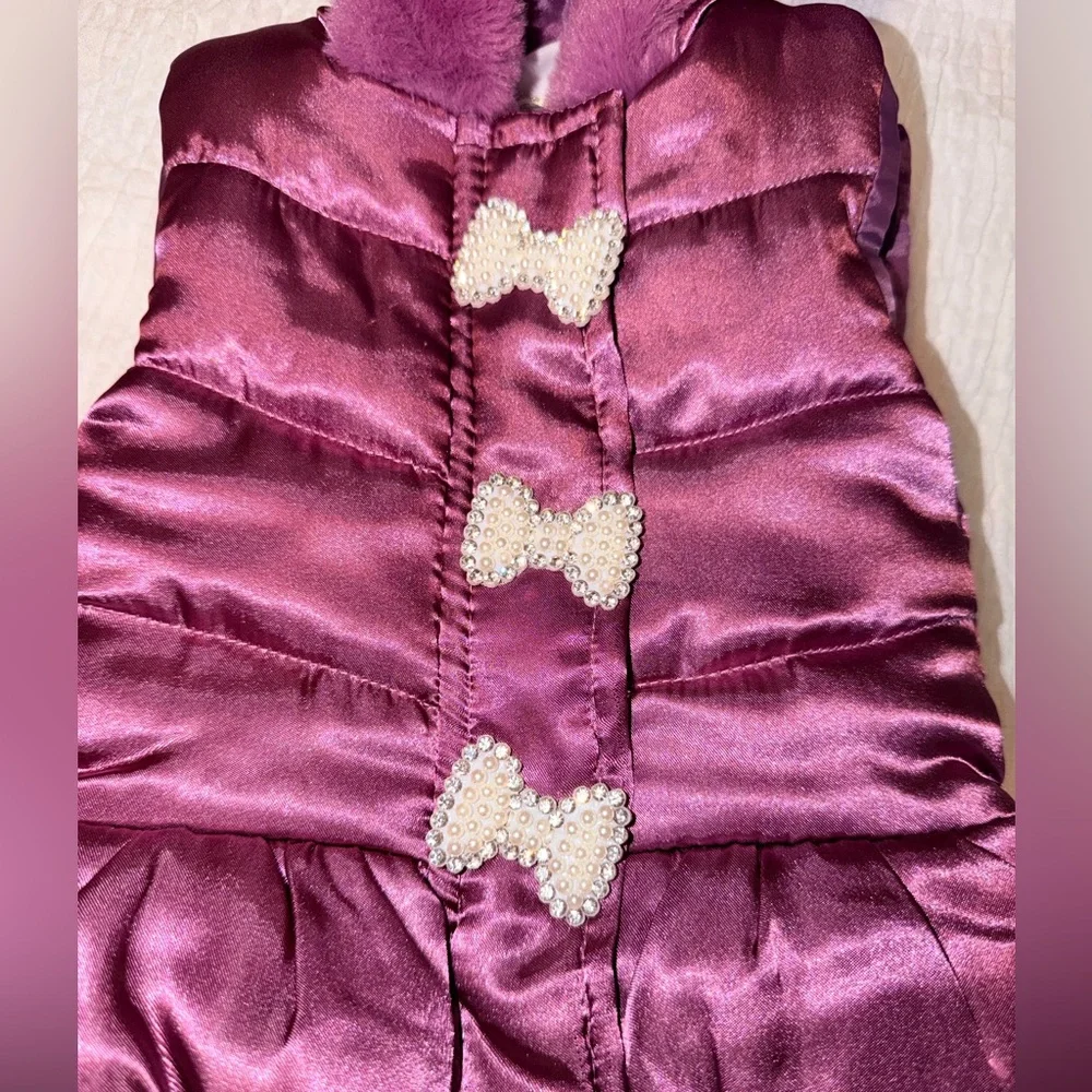 Little Lass Pink Hooded Vest with Bow Accents